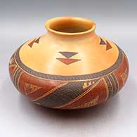 Polychrome pot with four panel geometric design
 by Priscilla Namingha of Hopi