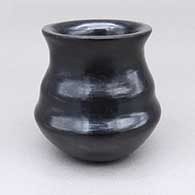 Small black double shouldered jar with a flared opening
 by Linda Cain of Santa Clara