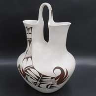 Large white ware wedding vase with black and red bird element and geometric design
 by Joy Navasie aka 2nd Frogwoman of Hopi