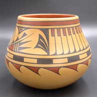 Polychrome jar with 4-panel feather and geometric design
 by Cavan Gonzales of San Ildefonso