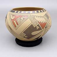 Polychrome jar with a geometric design
 by Nicolas Quezada of Mata Ortiz and Casas Grandes