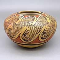 Polychrome jar with fire clouds and a migration pattern geometric design
 by Elva Nampeyo of Hopi