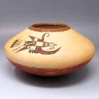 Polychrome jar with a 2-panel bird element and geometric design
 by Dextra of Hopi