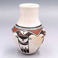 Polychrome water jar with a 4-panel eagletail and geometric design
 by Sylvia Naha of Hopi