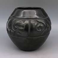 Black jar with carved geometric design
 by LuAnn Tafoya of Santa Clara