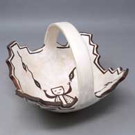 Polychrome prayer bowl with terraced rim and frog, tadpole and dragonfly design
 by Jennie Laate of Zuni