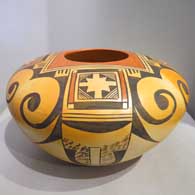 Polychrome jar with bird element and geometric design
 by Fannie Nampeyo of Hopi