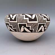 Black and white jar with fine line and geometric design, click or tap to see a larger version