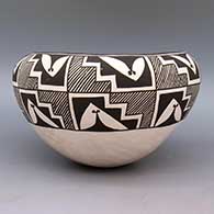 Black and white jar with fine line and geometric design, click or tap to see a larger version