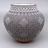 Polychrome jar with a fine line and geometric design
 by Rebecca Lucario of Acoma