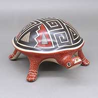 Polychrome turtle figure with a geometric design
 by Jorge Corona of Mata Ortiz and Casas Grandes