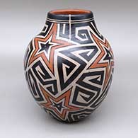 Polychrome jar with a star and geometric design
 by Lisa Holt of Cochiti