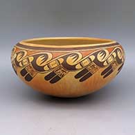 Polychrome bowl with geometric design and fire clouds
 by Jean Sahmie of Hopi