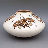 Polychrome jar with moth, dragonfly, and broken shard geometric design
 by Rainy Naha of Hopi