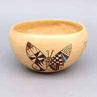 Small polychrome bowl with butterfly and geometric design
 by Terran Naha of Hopi