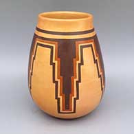 Polychrome jar with geometric design and fire clouds
 by Gloria Kahe of Hopi