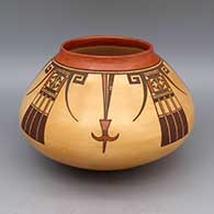 Polychrome jar with geometric design and fire clouds
 by Bernadette Poleahla of Hopi
