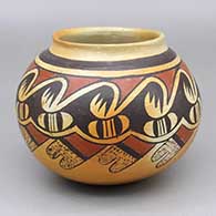 Polychrome jar with a geometric design and fire clouds
 by Fannie Nampeyo of Hopi