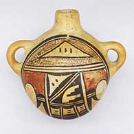Polychrome canteen with a fire clouds and a geometric design
 by Unknown of Hopi