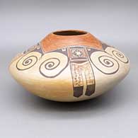 Polychrome jar with fire clouds and a geometric design
 by Priscilla Namingha of Hopi