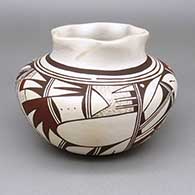 Polychrome jar with a pie crust opening, fire clouds, and a tadpole and geometric design
 by Grace Navasie of Hopi