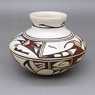 Polychrome jar with a slightly flared opening, fire clouds, and a tadpole and geometric design
 by Grace Navasie of Hopi