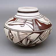 Polychrome jar with a tadpole and geometric design
 by Grace Navasie of Hopi