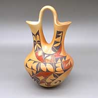 Polychrome wedding vase with a geometric design and fire clouds
 by Rachel Sahmie of Hopi