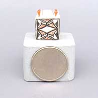 Miniature polychrome canteen with square shape and geometric design
 by Thomas Natseway of Laguna