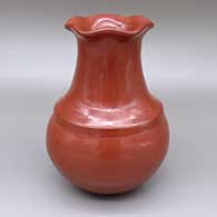  Polished red double-shouldered jar with a flared, pie crust opening
 by Tina Garcia of Santa Clara