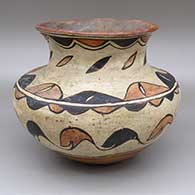 Polychrome jar with a flared opening and a geometric design
 by Unknown of San Ildefonso