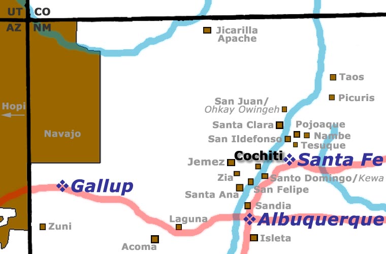 Map of the Cochiti Pueblo area Map showing location of Cochiti Pueblo