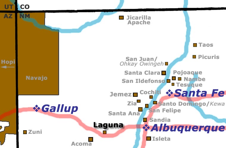 Map showing the location of Laguna Pueblo Location map of Laguna Pueblo