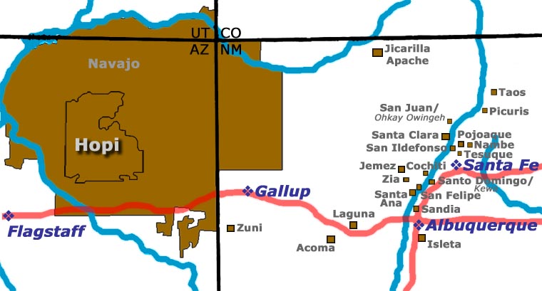 Location of the Hopi Reservation Map showing the location of the Hopi mesas