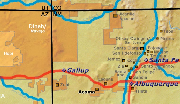 Map showing the location of Acoma Pueblo