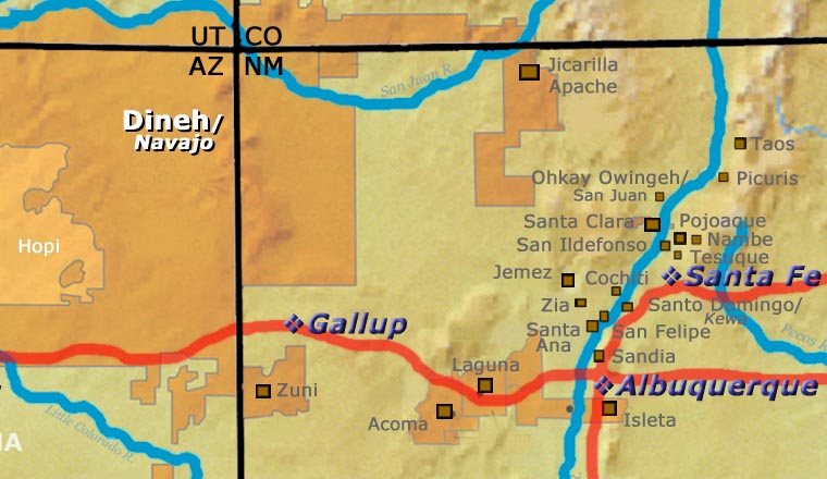 Location map for the Dineh Nation