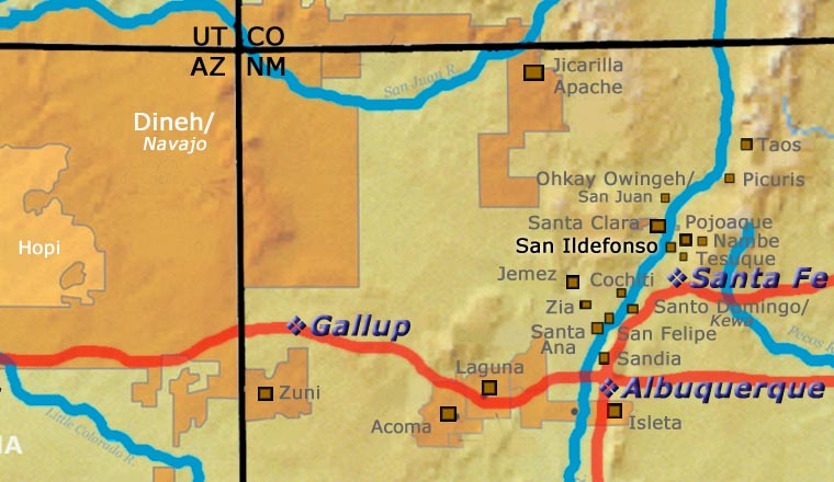Map showing the location of San Ildefonso Pueblo