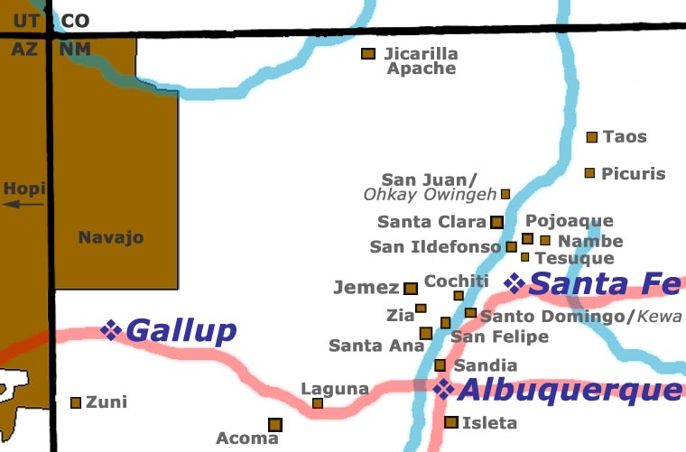 Locations of the Pueblos