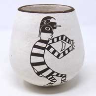 Black and white jar decorated with a Koshare figure