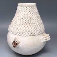 Corrugated white jar with handles