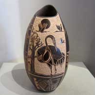 Brown jar with sgraffito design