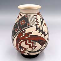 Polychrome jar with panels of geometric design