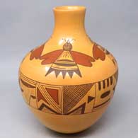 Polychrome jar with a moth and geometric design