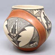 A polychrome jar decorated with a geometric design