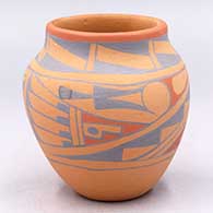 Polychrome jar with a 2-panel geometric design
 by Evelyn Vigil of Jemez