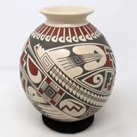 Polychrome jar with geometric design
 by Rodrigo Perez of Mata Ortiz and Casas Grandes