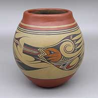 Polychrome jar with an avanyu design
 by Lela and Luther Gutierrez of Santa Clara