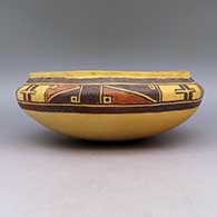 Polychrome bowl with geometric design, click or tap to see a larger version