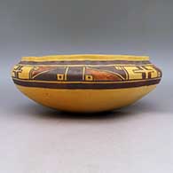Polychrome bowl with geometric design, click or tap to see a larger version