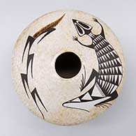 Polychrome jar with a cornstalk, lizard, and geometric design
 by Sylvia Naha of Hopi